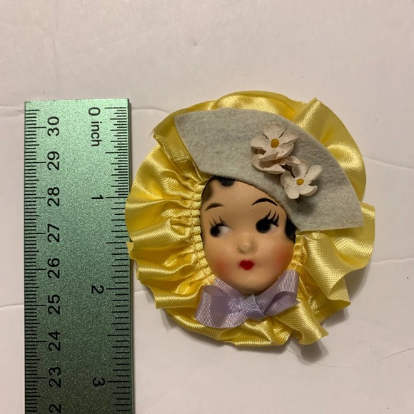 A. Stuart Vintage Scented Creations Lady Face Hat Yellow Ribbon HTF Rare - Picture 7 of 8